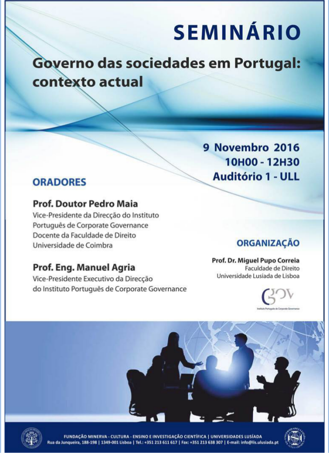 Seminário: Governo das sociedades em Portugal: contexto actual