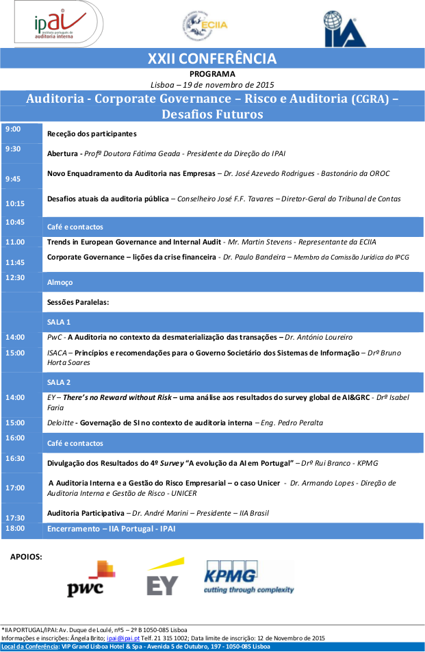 IPAI - XXII Conferência Anual – 19 de Novembro de 2015